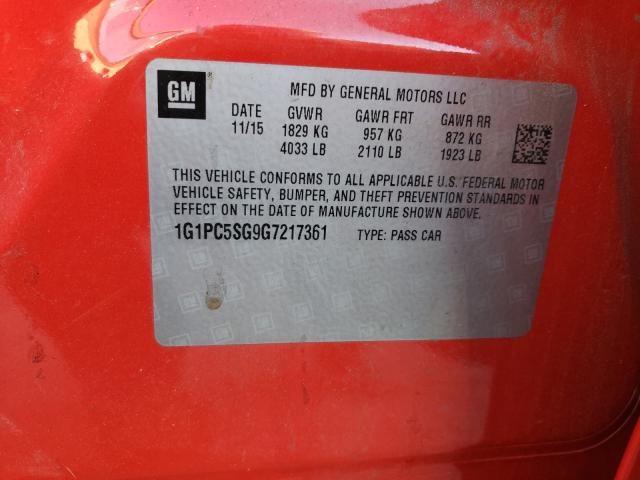 Photo 9 VIN: 1G1PC5SG9G7217361 - CHEVROLET CRUZE LIMI 