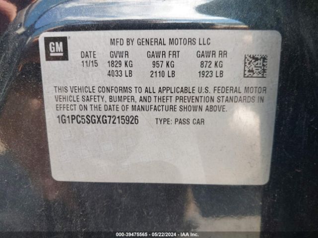 Photo 8 VIN: 1G1PC5SGXG7215926 - CHEVROLET CRUZE LIMITED 