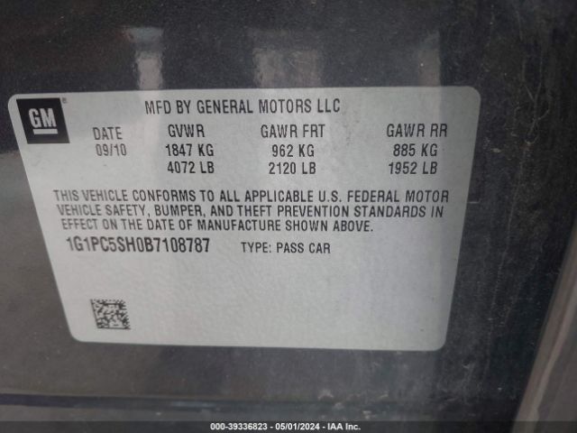 Photo 8 VIN: 1G1PC5SH0B7108787 - CHEVROLET CRUZE 