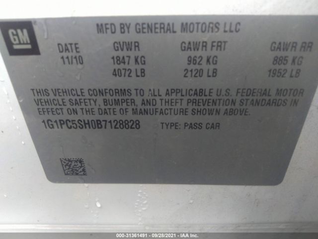 Photo 8 VIN: 1G1PC5SH0B7128828 - CHEVROLET CRUZE 