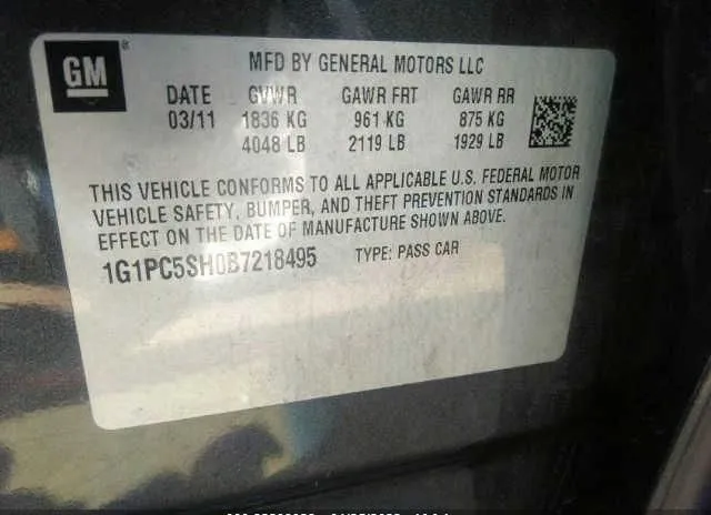 Photo 8 VIN: 1G1PC5SH0B7218495 - CHEVROLET CRUZE 