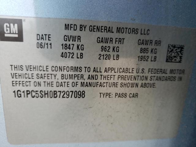 Photo 9 VIN: 1G1PC5SH0B7297098 - CHEVROLET CRUZE LS 