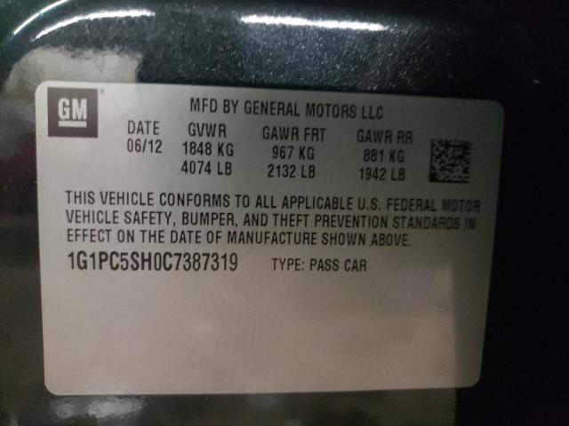 Photo 9 VIN: 1G1PC5SH0C7387319 - CHEVROLET CRUZE LS 