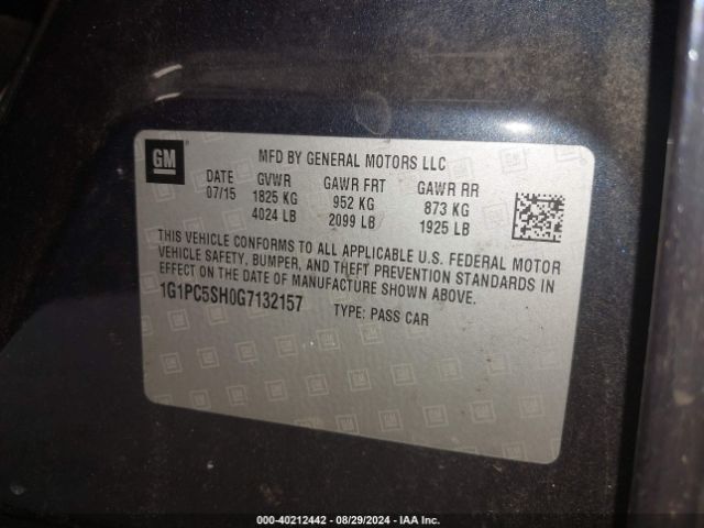 Photo 8 VIN: 1G1PC5SH0G7132157 - CHEVROLET CRUZE LIMITED 