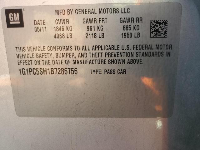 Photo 12 VIN: 1G1PC5SH1B7286756 - CHEVROLET CRUZE LS 