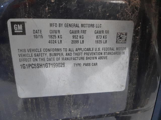 Photo 9 VIN: 1G1PC5SH1G7199026 - CHEVROLET CRUZE LIMI 