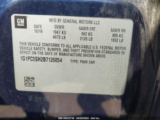 Photo 8 VIN: 1G1PC5SH2B7126854 - CHEVROLET CRUZE 