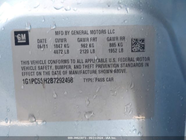 Photo 8 VIN: 1G1PC5SH2B7292498 - CHEVROLET CRUZE 