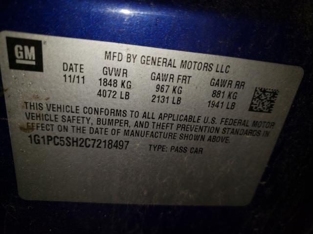 Photo 9 VIN: 1G1PC5SH2C7218497 - CHEVROLET CRUZE LS 