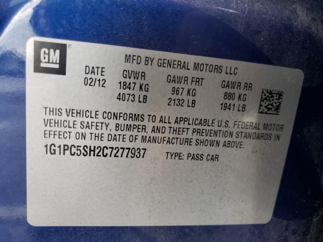 Photo 9 VIN: 1G1PC5SH2C7277937 - CHEVROLET CRUZE LS 