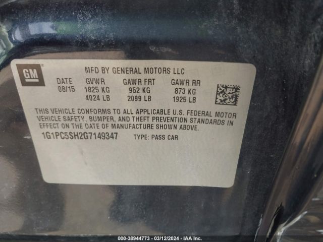 Photo 8 VIN: 1G1PC5SH2G7149347 - CHEVROLET CRUZE LIMITED 