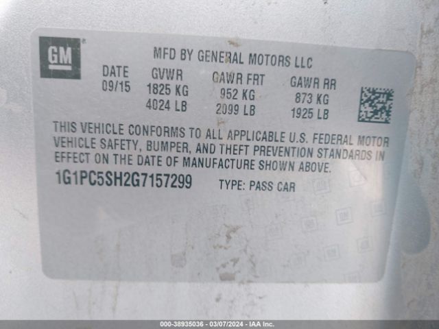 Photo 8 VIN: 1G1PC5SH2G7157299 - CHEVROLET CRUZE LIMITED 