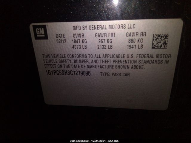 Photo 8 VIN: 1G1PC5SH3C7279096 - CHEVROLET CRUZE 