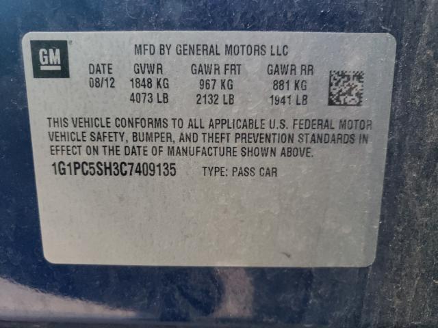 Photo 9 VIN: 1G1PC5SH3C7409135 - CHEVROLET CRUZE LS 