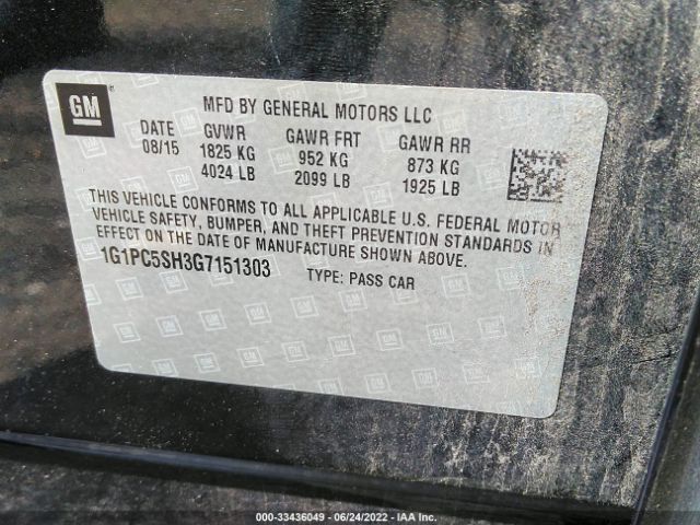 Photo 8 VIN: 1G1PC5SH3G7151303 - CHEVROLET CRUZE LIMITED 