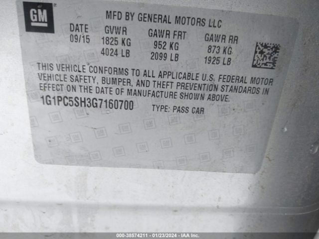 Photo 8 VIN: 1G1PC5SH3G7160700 - CHEVROLET CRUZE LIMITED 