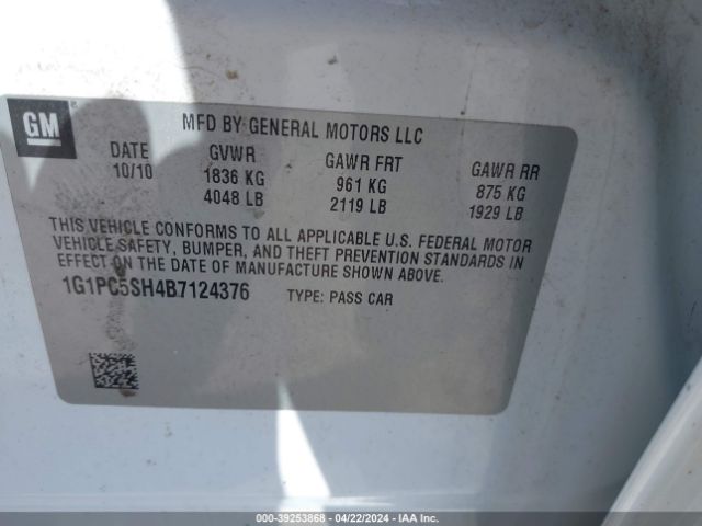 Photo 8 VIN: 1G1PC5SH4B7124376 - CHEVROLET CRUZE 