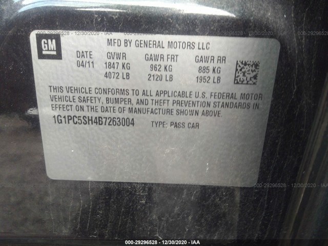 Photo 8 VIN: 1G1PC5SH4B7263004 - CHEVROLET CRUZE 