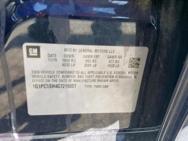 Photo 9 VIN: 1G1PC5SH4G7219057 - CHEVROLET CRUZE LIMI 