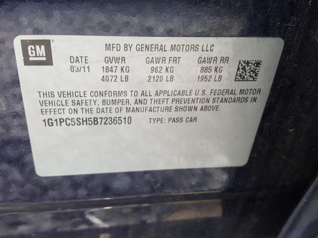 Photo 9 VIN: 1G1PC5SH5B7236510 - CHEVROLET CRUZE LS 