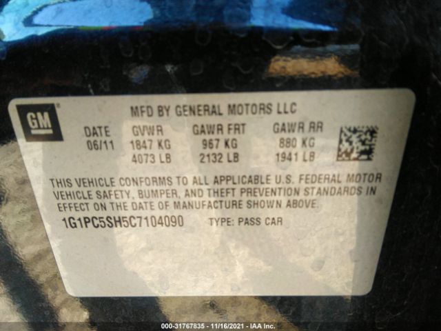 Photo 8 VIN: 1G1PC5SH5C7104090 - CHEVROLET CRUZE 