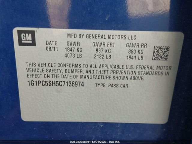 Photo 8 VIN: 1G1PC5SH5C7136974 - CHEVROLET CRUZE 