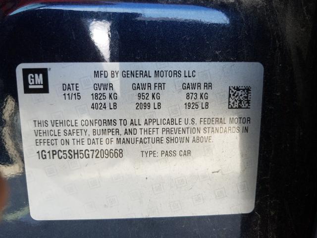 Photo 9 VIN: 1G1PC5SH5G7209668 - CHEVROLET CRUZE LIMI 