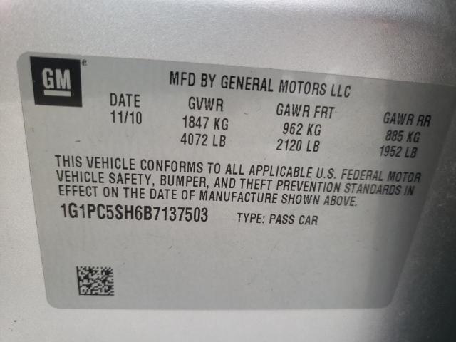 Photo 11 VIN: 1G1PC5SH6B7137503 - CHEVROLET CRUZE LS 