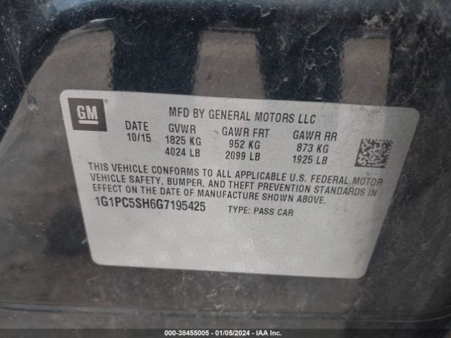 Photo 8 VIN: 1G1PC5SH6G7195425 - CHEVROLET CRUZE LIMITED 