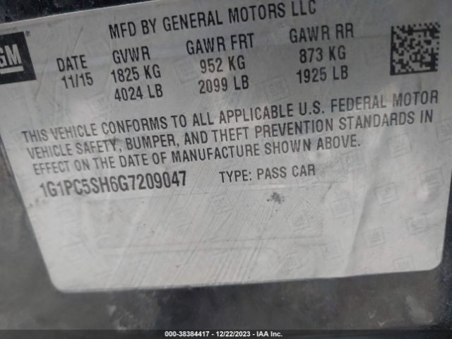 Photo 8 VIN: 1G1PC5SH6G7209047 - CHEVROLET CRUZE LIMITED 