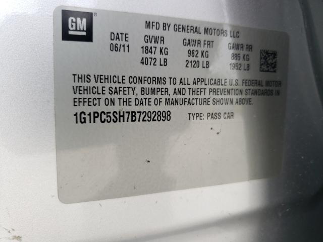 Photo 9 VIN: 1G1PC5SH7B7292898 - CHEVROLET CRUZE 