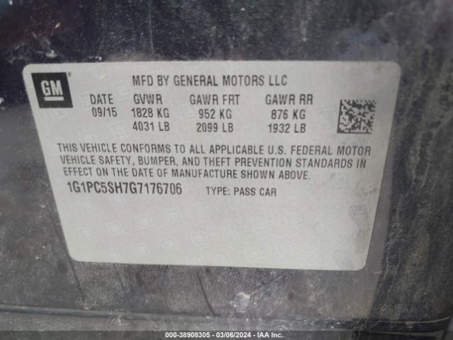 Photo 8 VIN: 1G1PC5SH7G7176706 - CHEVROLET CRUZE LIMITED 