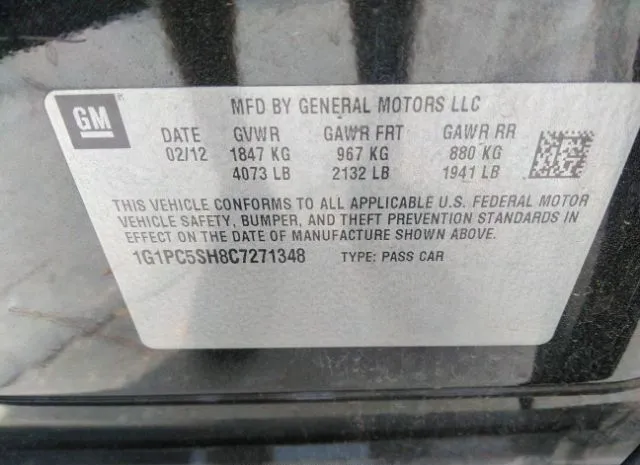 Photo 8 VIN: 1G1PC5SH8C7271348 - CHEVROLET CRUZE 