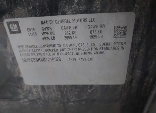 Photo 8 VIN: 1G1PC5SH8G7219028 - CHEVROLET CRUZE 