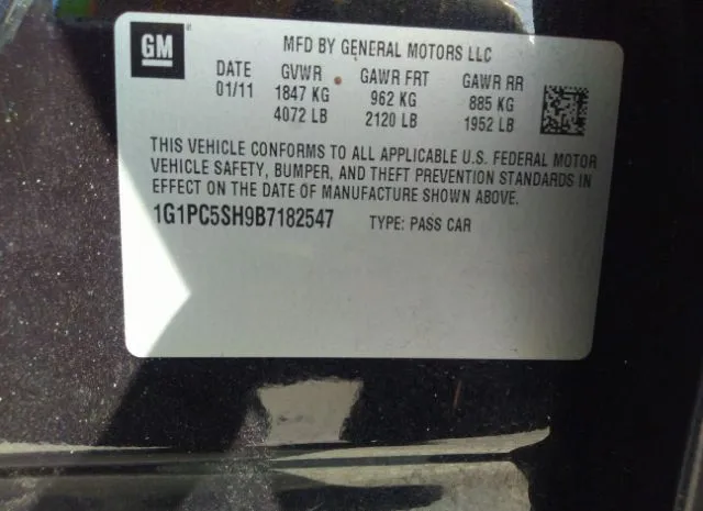 Photo 8 VIN: 1G1PC5SH9B7182547 - CHEVROLET CRUZE 