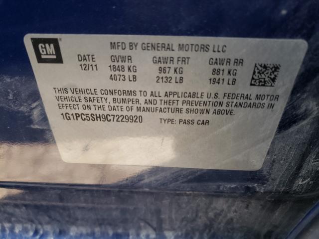 Photo 9 VIN: 1G1PC5SH9C7229920 - CHEVROLET CRUZE LS 