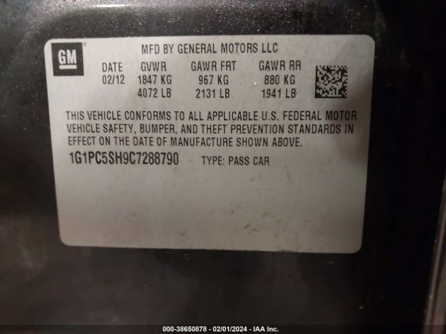 Photo 8 VIN: 1G1PC5SH9C7288790 - CHEVROLET CRUZE 