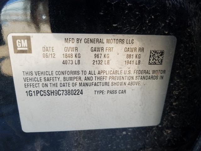 Photo 9 VIN: 1G1PC5SH9C7380224 - CHEVROLET CRUZE LS 