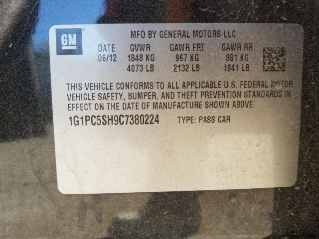 Photo 9 VIN: 1G1PC5SH9C7380224 - CHEVROLET CRUZE LS 