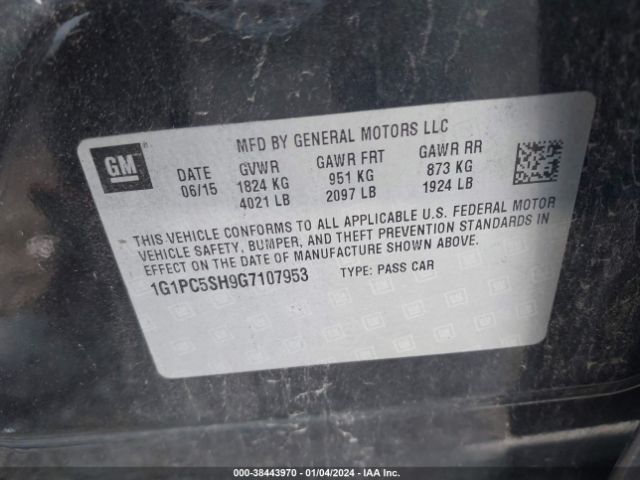 Photo 8 VIN: 1G1PC5SH9G7107953 - CHEVROLET CRUZE LIMITED 