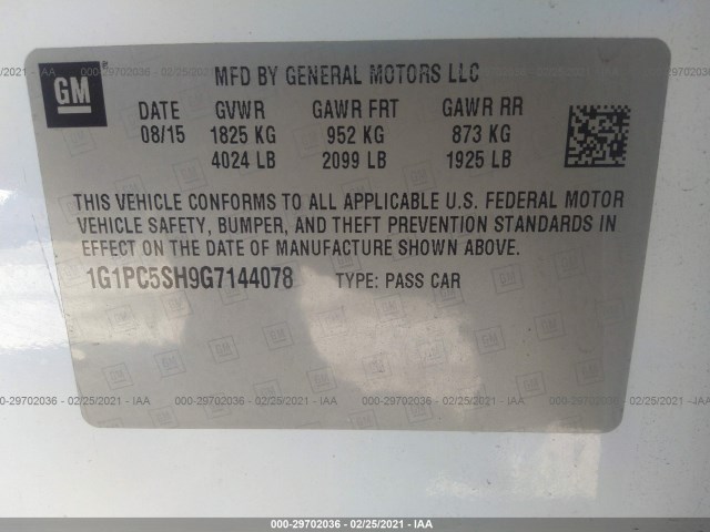 Photo 8 VIN: 1G1PC5SH9G7144078 - CHEVROLET CRUZE LIMITED 