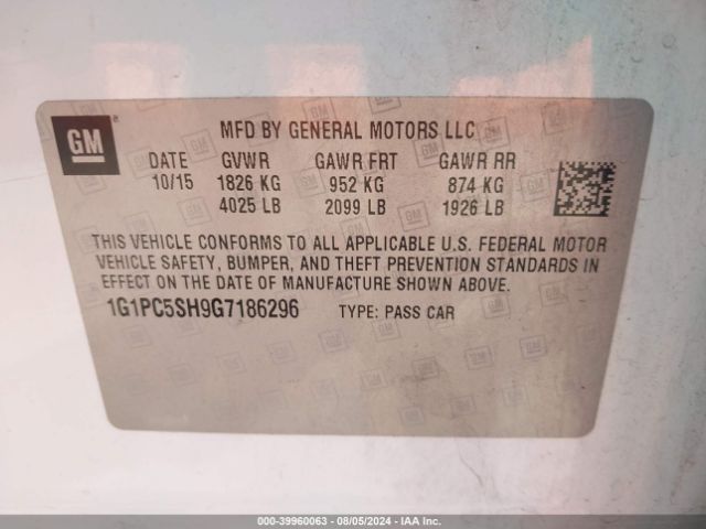 Photo 8 VIN: 1G1PC5SH9G7186296 - CHEVROLET CRUZE LIMITED 