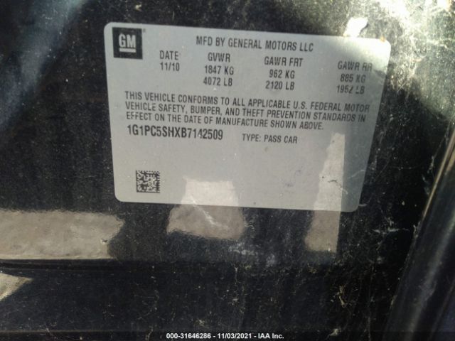 Photo 8 VIN: 1G1PC5SHXB7142509 - CHEVROLET CRUZE 