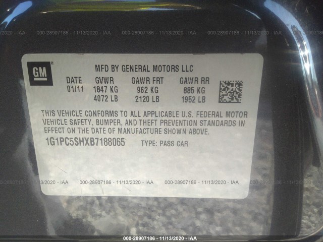 Photo 8 VIN: 1G1PC5SHXB7188065 - CHEVROLET CRUZE 