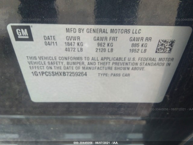 Photo 8 VIN: 1G1PC5SHXB7259264 - CHEVROLET CRUZE 