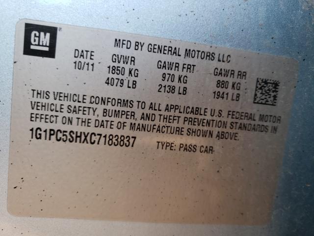 Photo 9 VIN: 1G1PC5SHXC7183837 - CHEVROLET CRUZE LS 