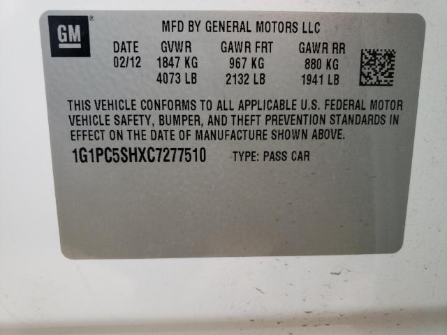 Photo 9 VIN: 1G1PC5SHXC7277510 - CHEVROLET CRUZE LS 