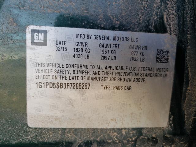 Photo 9 VIN: 1G1PD5SB0F7208287 - CHEVROLET CRUZE LT 