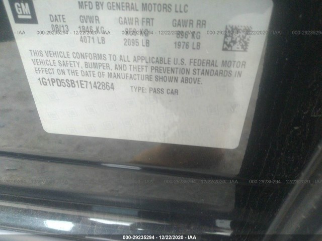 Photo 8 VIN: 1G1PD5SB1E7142864 - CHEVROLET CRUZE 