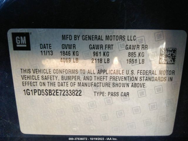 Photo 8 VIN: 1G1PD5SB2E7233822 - CHEVROLET CRUZE 